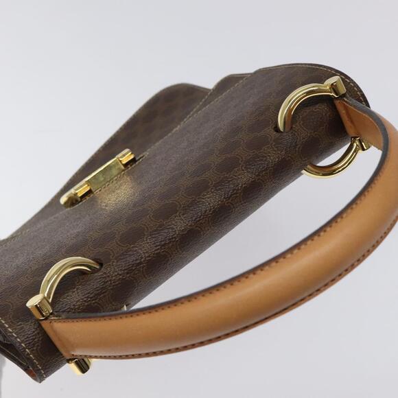 CELINE Macadam Canvas Hand Bag Pvc Leather Brown Gold - Picture 6 of 13